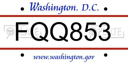 FQQ853 District Of Columbia License Plate