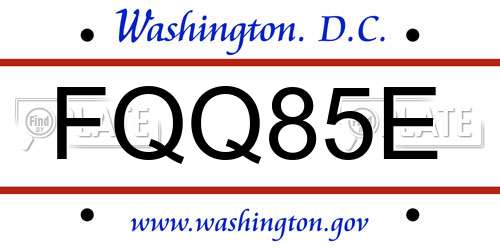 FQQ85E District Of Columbia License Plate