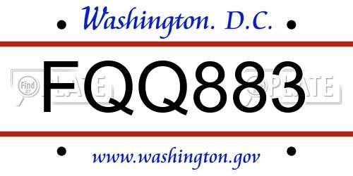 FQQ883 District Of Columbia License Plate