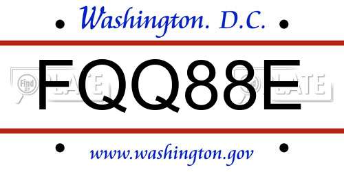 FQQ88E District Of Columbia License Plate