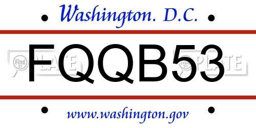 FQQB53 District Of Columbia License Plate