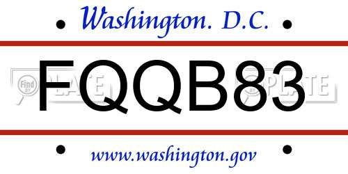 FQQB83 District Of Columbia License Plate