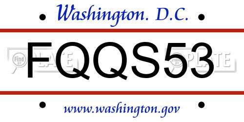 FQQS53 District Of Columbia License Plate