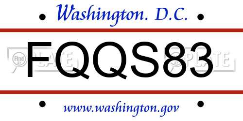 FQQS83 District Of Columbia License Plate