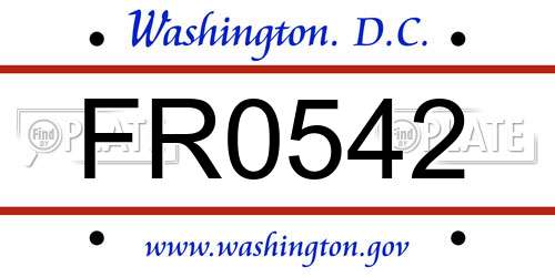 FR0542 District Of Columbia License Plate