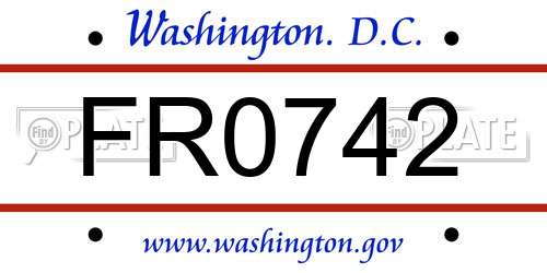 FR0742 District Of Columbia License Plate