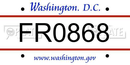 FR0868 District Of Columbia License Plate