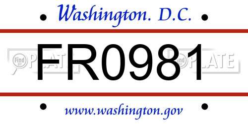 FR0981 District Of Columbia License Plate