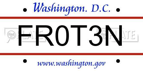 FR0T3N District Of Columbia License Plate