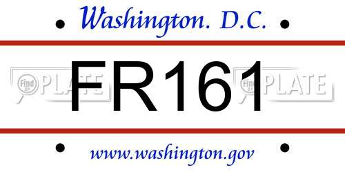 FR161 District Of Columbia License Plate