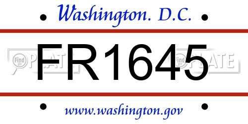 FR1645 District Of Columbia License Plate