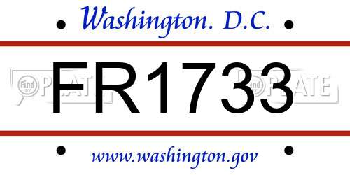 FR1733 District Of Columbia License Plate