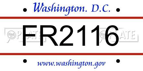FR2116 District Of Columbia License Plate
