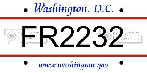 FR2232 District Of Columbia License Plate