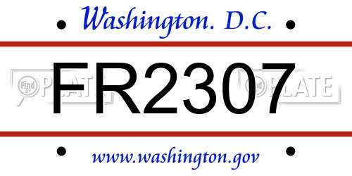 FR2307 District Of Columbia License Plate