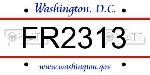 FR2313 District Of Columbia License Plate