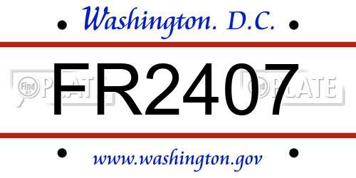 FR2407 District Of Columbia License Plate