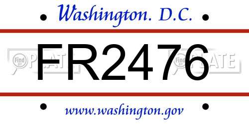 FR2476 District Of Columbia License Plate