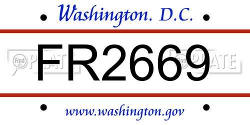 FR2669 District Of Columbia License Plate