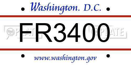 FR3400 District Of Columbia License Plate