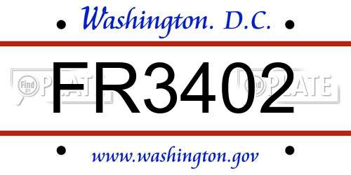 FR3402 District Of Columbia License Plate
