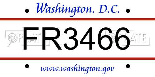 FR3466 District Of Columbia License Plate