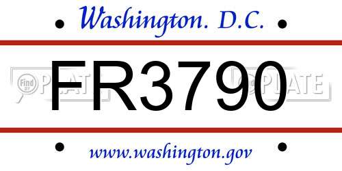FR3790 District Of Columbia License Plate