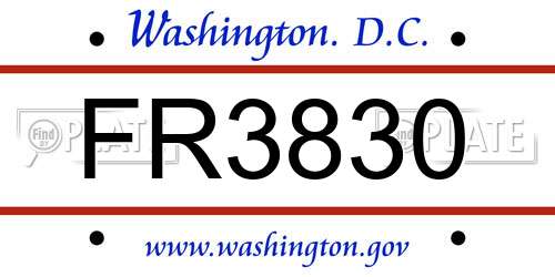 FR3830 District Of Columbia License Plate