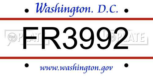 FR3992 District Of Columbia License Plate