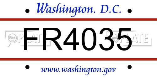 FR4035 District Of Columbia License Plate