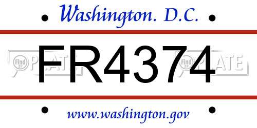 FR4374 District Of Columbia License Plate