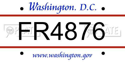 FR4876 District Of Columbia License Plate