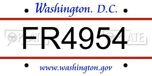 FR4954 District Of Columbia License Plate