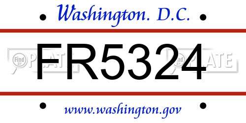 FR5324 District Of Columbia License Plate