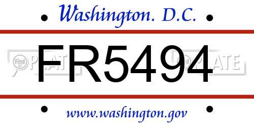 FR5494 District Of Columbia License Plate