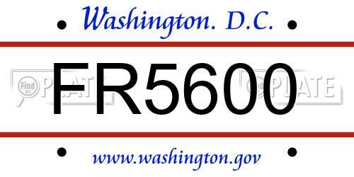 FR5600 District Of Columbia License Plate