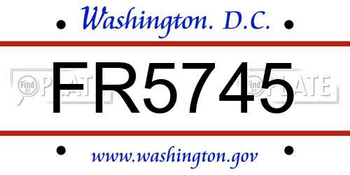 FR5745 District Of Columbia License Plate