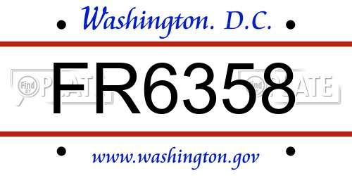 FR6358 District Of Columbia License Plate