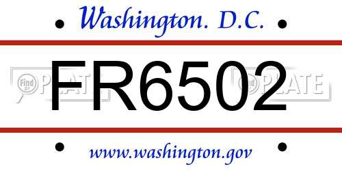 FR6502 District Of Columbia License Plate