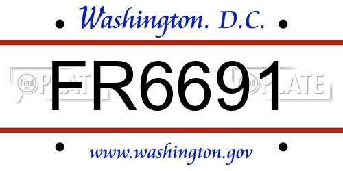 FR6691 District Of Columbia License Plate