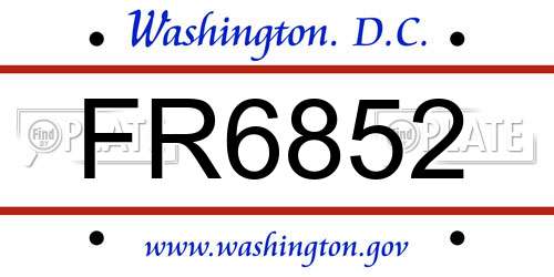 FR6852 District Of Columbia License Plate