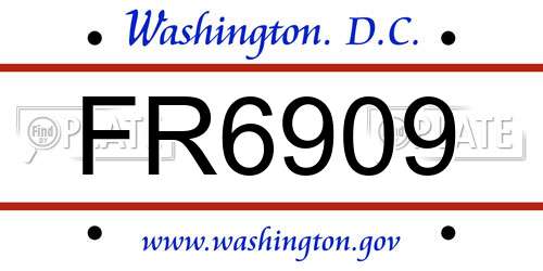 FR6909 District Of Columbia License Plate