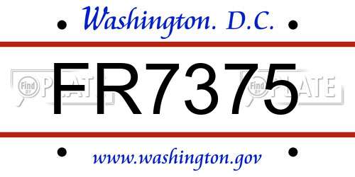 FR7375 District Of Columbia License Plate