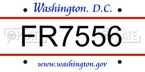 FR7556 District Of Columbia License Plate