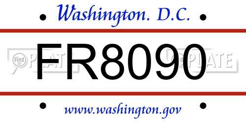 FR8090 District Of Columbia License Plate