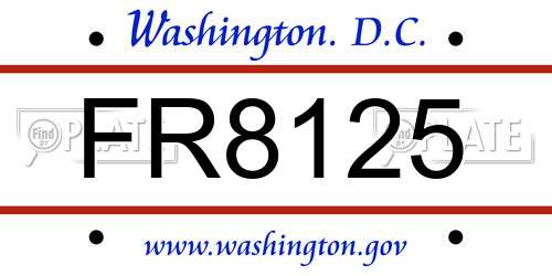 FR8125 District Of Columbia License Plate