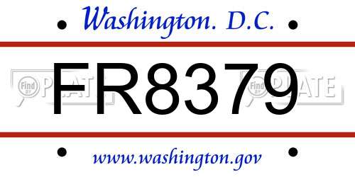 FR8379 District Of Columbia License Plate