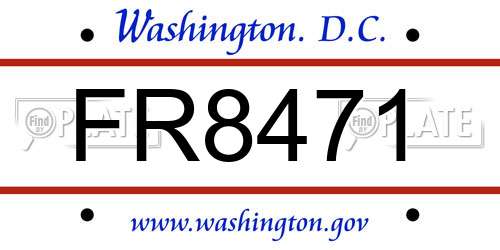 FR8471 District Of Columbia License Plate