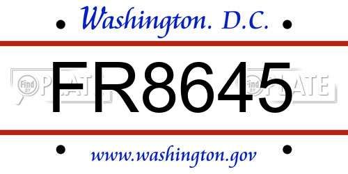 FR8645 District Of Columbia License Plate