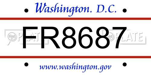 FR8687 District Of Columbia License Plate